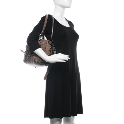 Burberry Calfskin Ruffled Medium Lowry Dark Taupe Pink 3 of 15