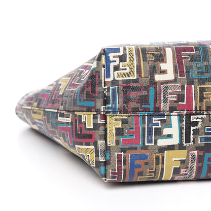 Fendi Zucca Spalmati Vitello FF Multicolor Medium Roll Tote Tobacco Multicolor Marrone 8 of 10