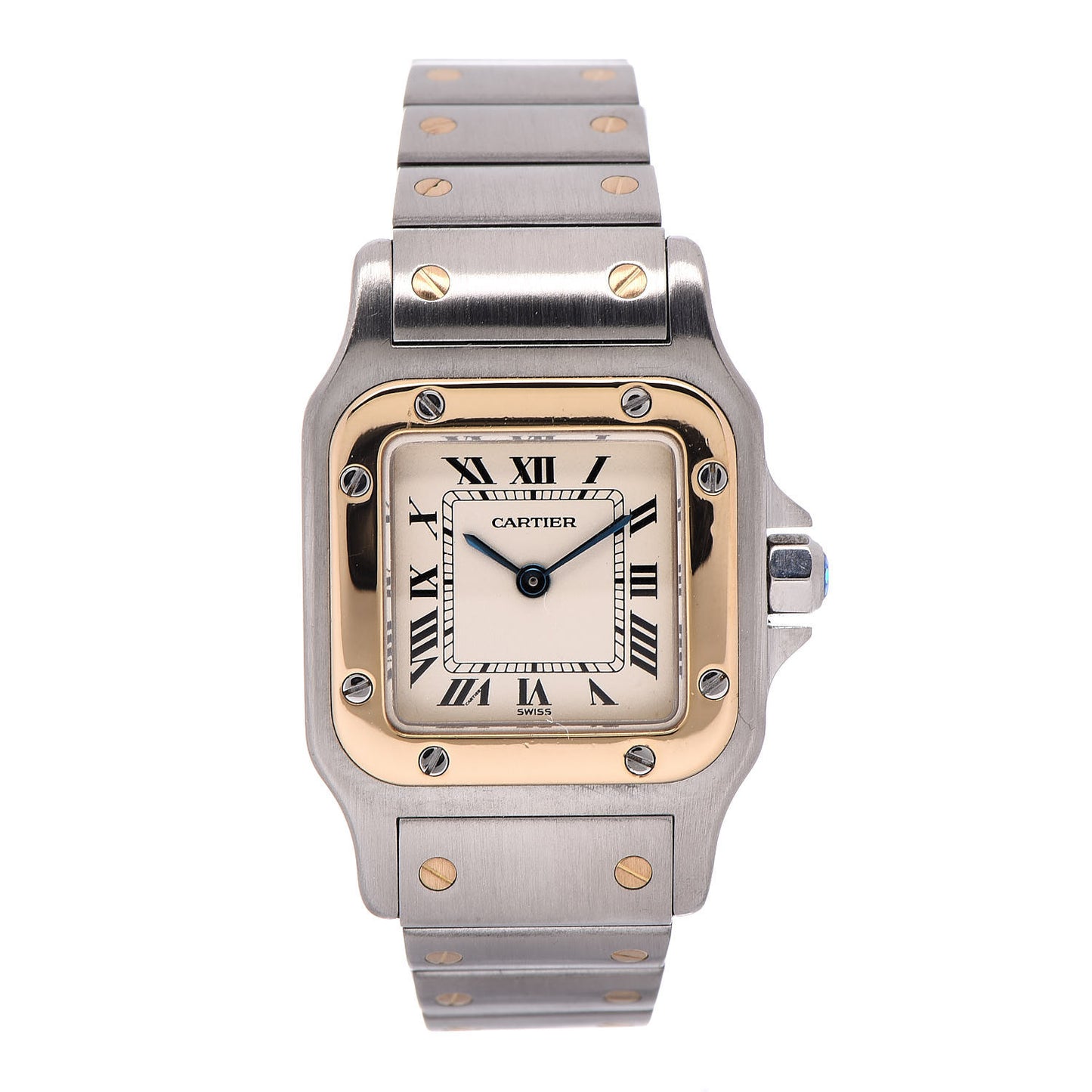 Stainless Steel 18K Yellow Gold 24mm Santos De Cartier Galbee Quartz Watch