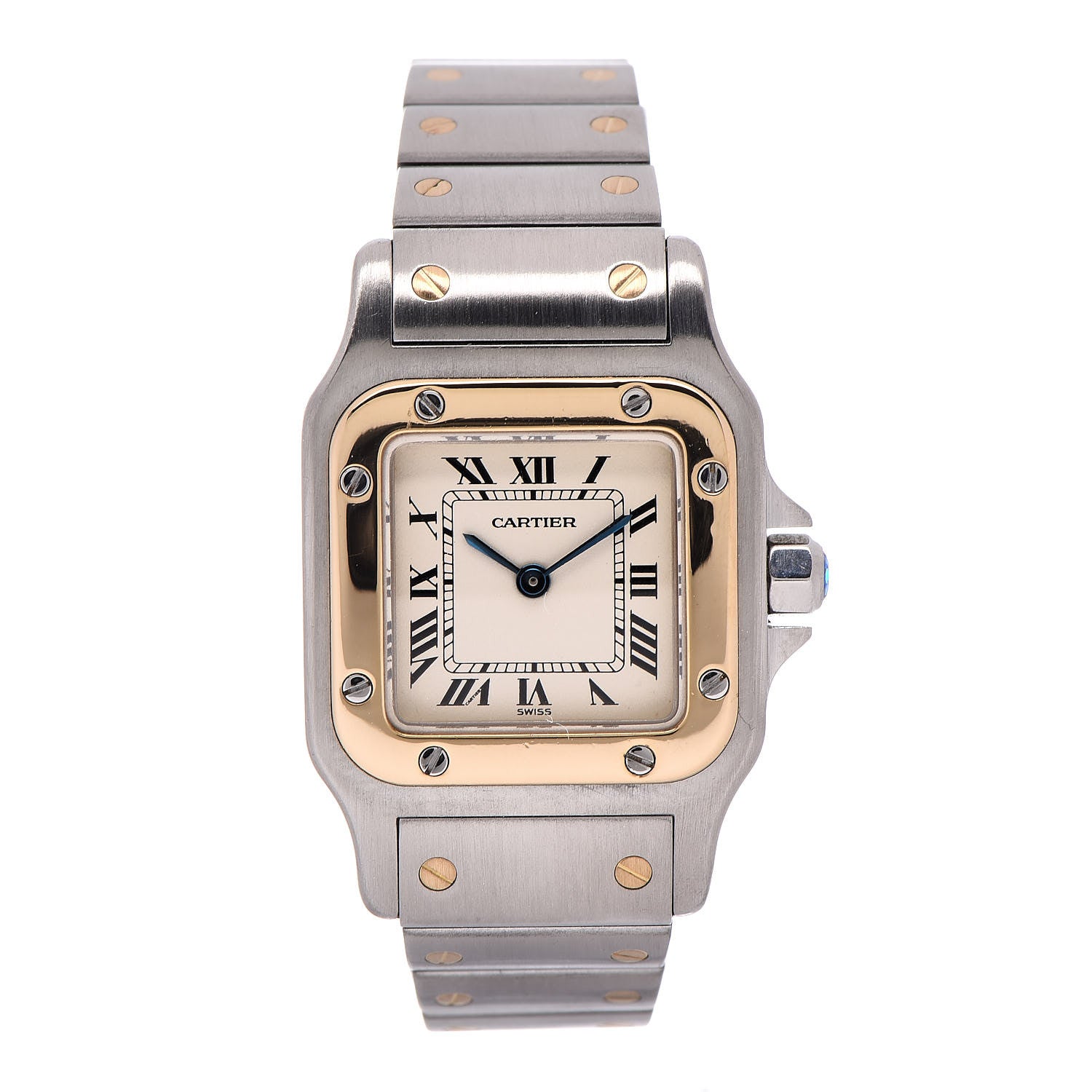 Cartier Stainless Steel 18K Yellow Gold 24mm Santos De Cartier Galbee Quartz Watch 1 of 6