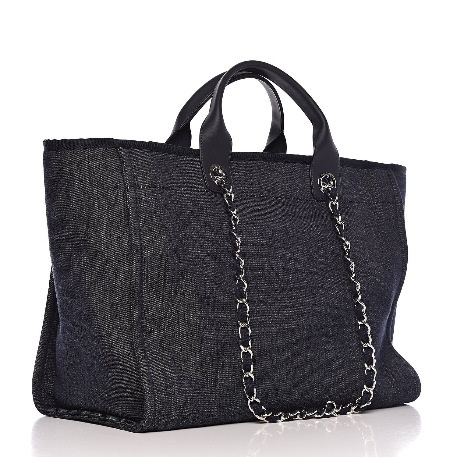 Chanel Denim Large Deauville Tote Dark Blue 3 of 9