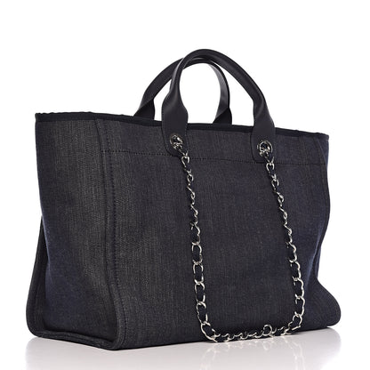 Chanel Denim Large Deauville Tote Dark Blue 3 of 9