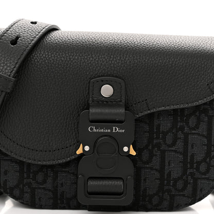 Christian Dior Grained Calfskin Oblique Saddle Pouch Black 8 of 11