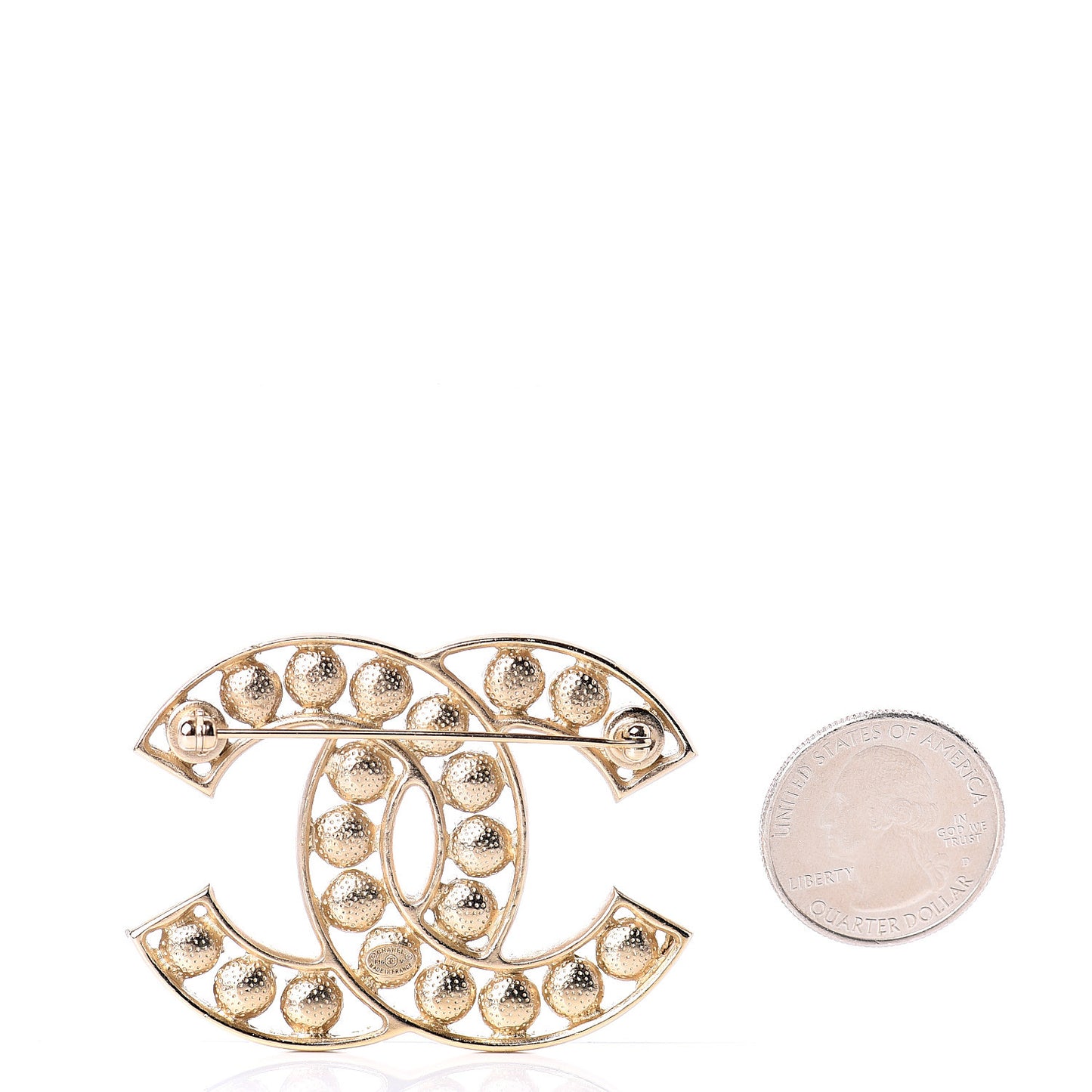 Pearl Crystal CC Brooch Gold Pearly White