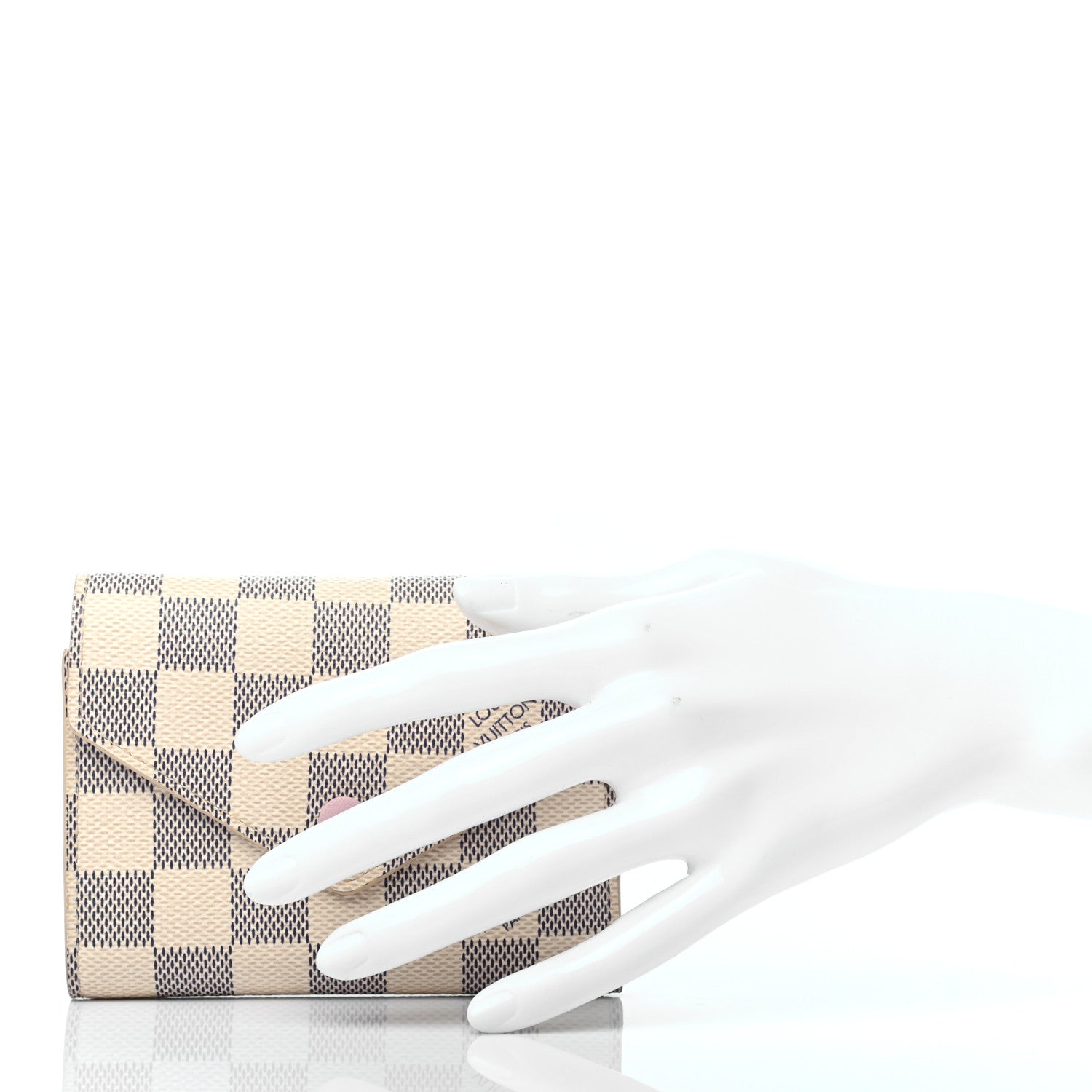 Louis Vuitton Damier Azur Victorine Wallet Rose Ballerine 2 of 7