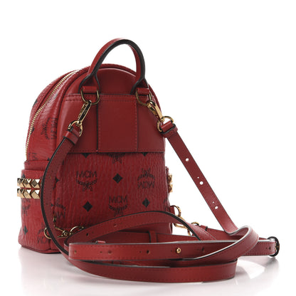 MCM Visetos Side Stud X-Mini Stark Bebe Boo Backpack Ruby Red 2 of 9