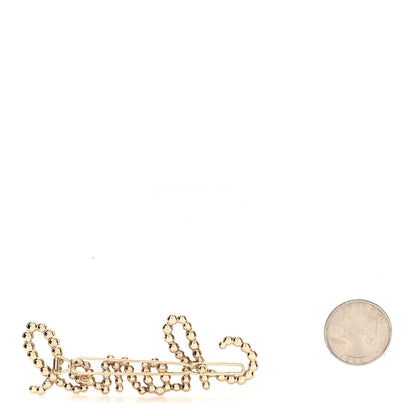Chanel Crystal Pearl Logo Brooch Gold 2 of 3