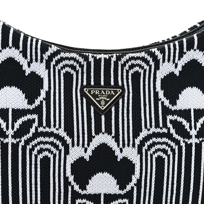 Prada Maglia Jacquard Cleo Shoulder Bag Black White 7 of 9