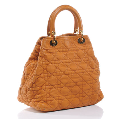 Christian Dior Lambskin Cannage Soft Lady Dior Tote Orange 3 of 8