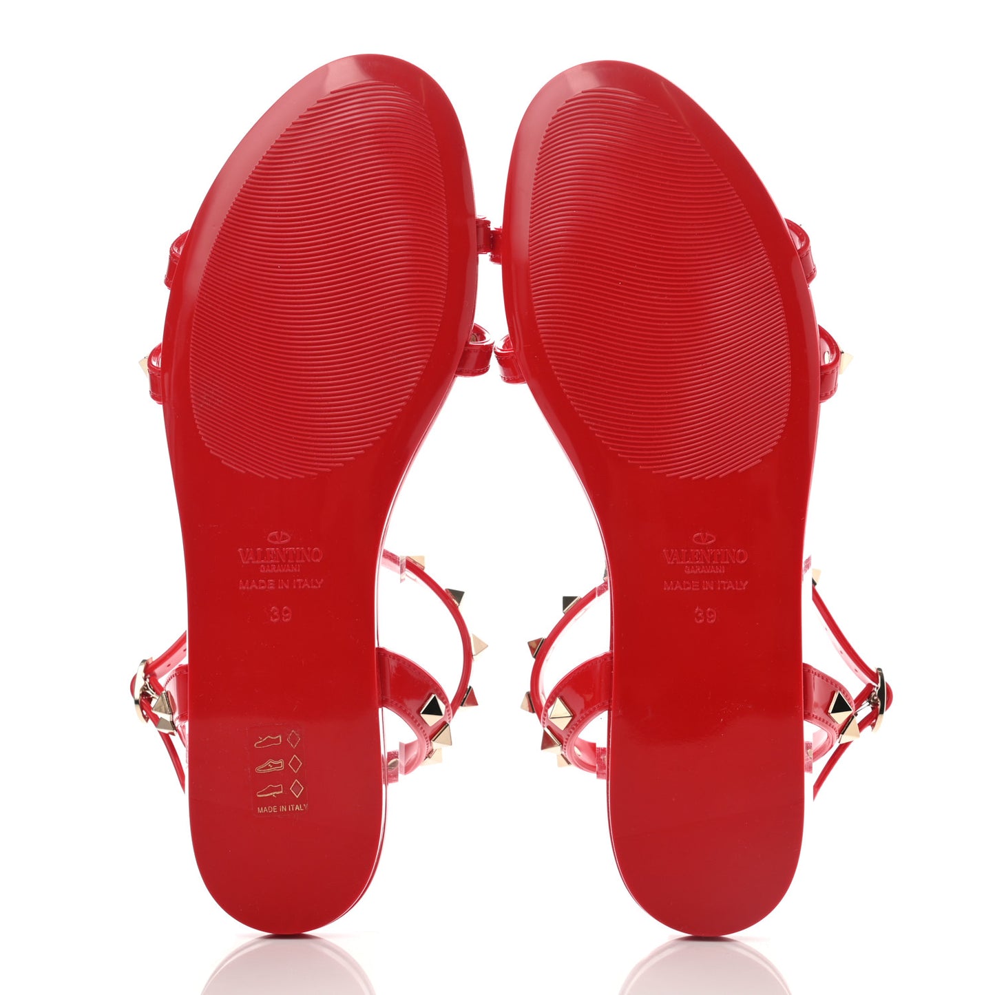 PVC Jelly Rockstud Caged Sandals 39 Rosso Valentino