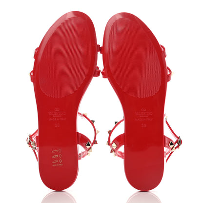 Valentino Garavani PVC Jelly Rockstud Caged Sandals 39 Rosso Valentino 4 of 6