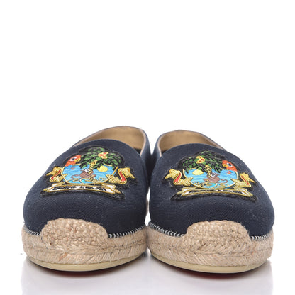 Christian Louboutin CHRISTIAN LOUBOUTIN Canvas Lougalia Appliquéd Cario Loubi Flat Espadrilles 38 Version Blue 2 of 10