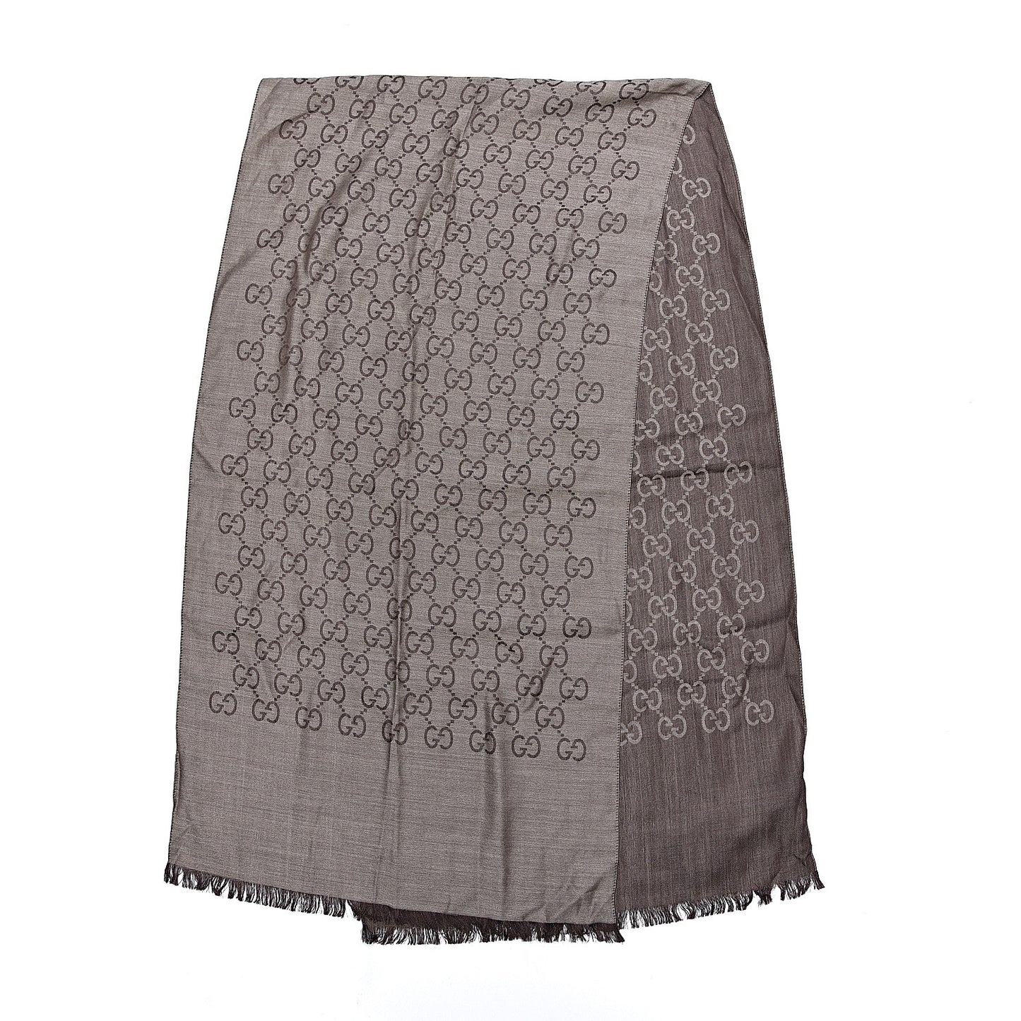 Wool Silk GG Monogram GGNat Scarf Rope Dark Brown