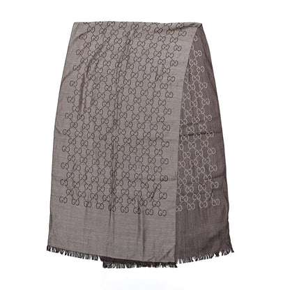 Gucci Wool Silk GG Monogram GGNat Scarf Rope Dark Brown 3 of 8