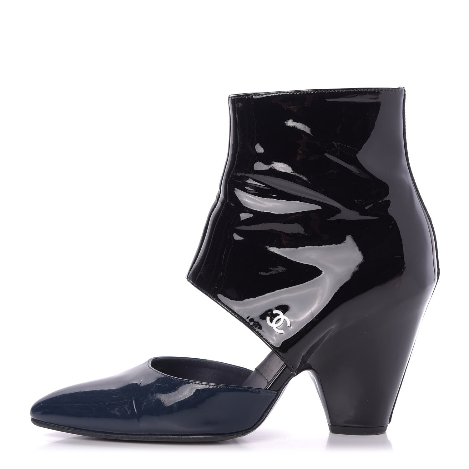 Chanel Patent Calfskin Pumps 38 Black Navy 1 of 11