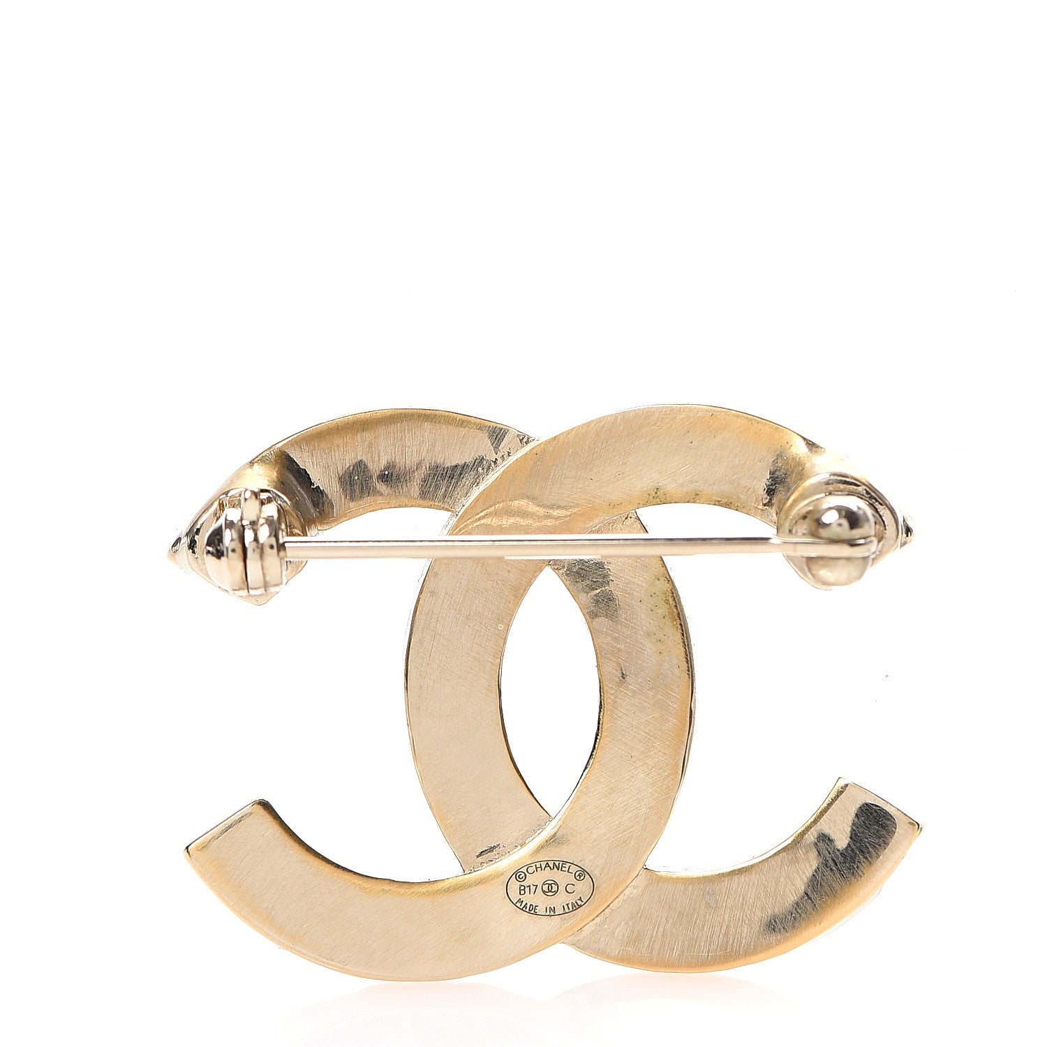 Chanel Crystal CC Mini Brooch Gold 2 of 4