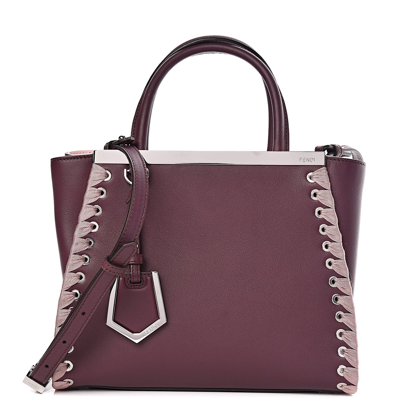 Vitello Dolce Ribbon Lace Up Petite 2Jours Tote Dark Red Rosa Doll