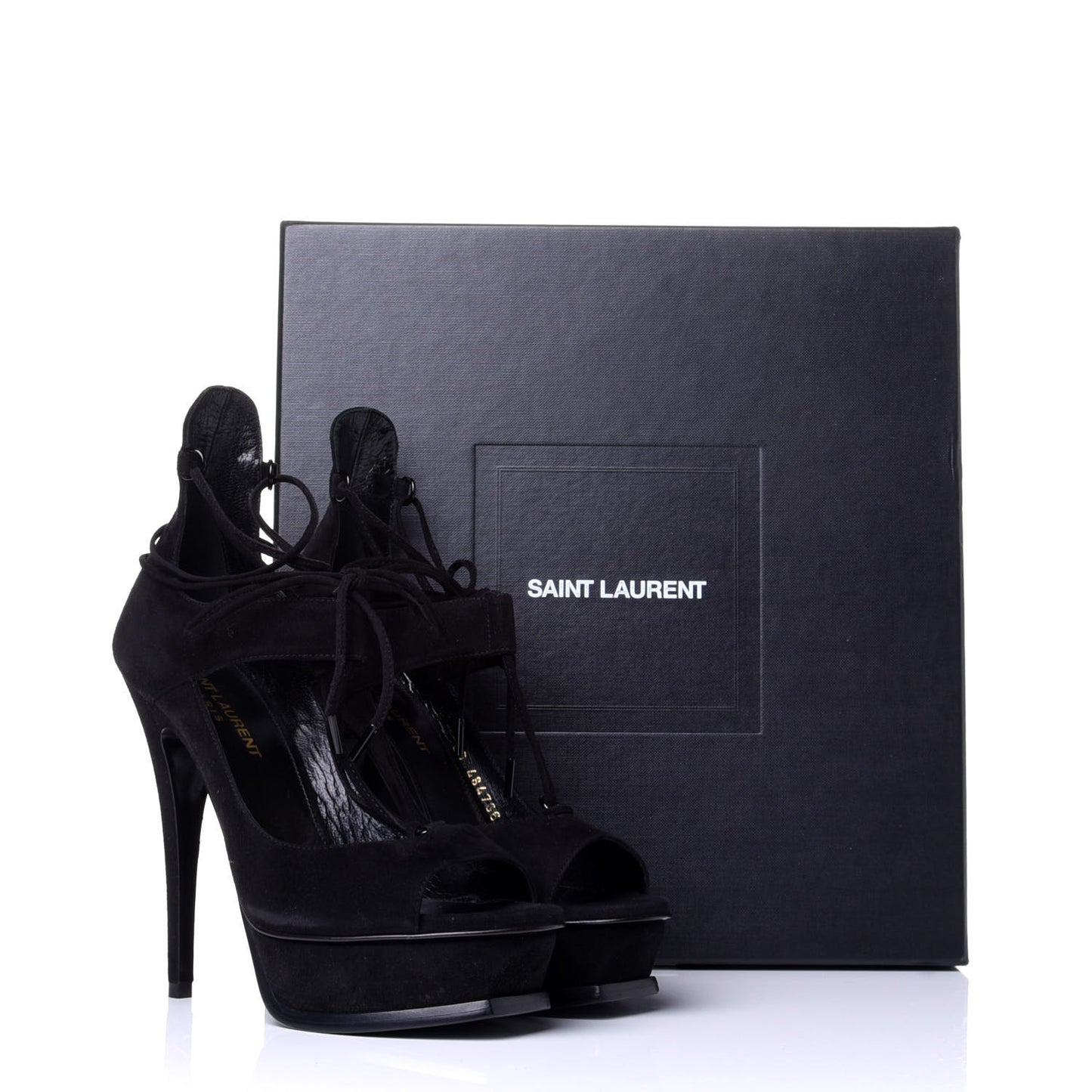 Suede Lou Tribute 105 Lace Platform Sandals 35.5 Black