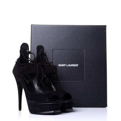 Saint Laurent Suede Lou Tribute 105 Lace Platform Sandals 35.5 Black 11 of 11