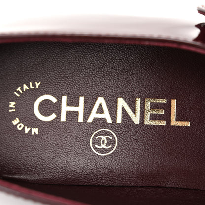 Chanel Patent Calfskin Mary Janes Flats 37 Burgundy 6 of 13