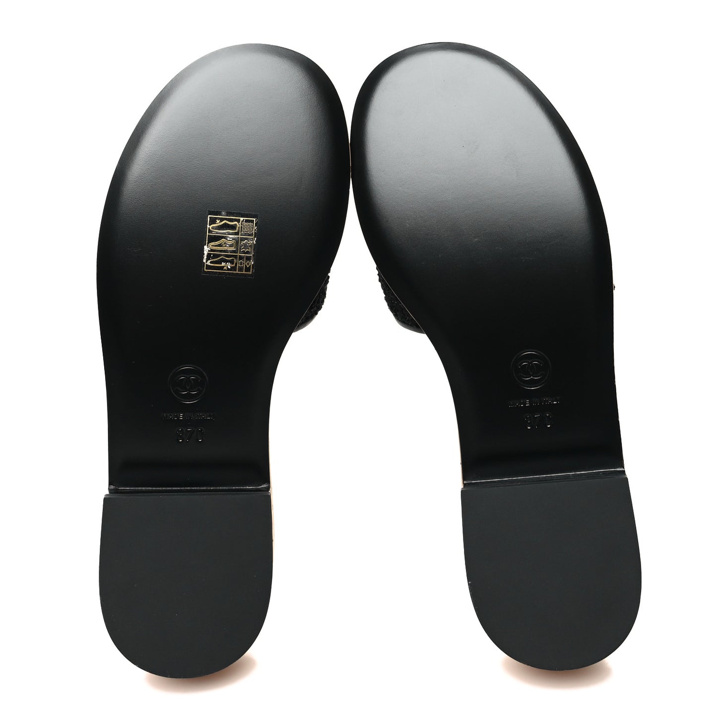 Tweed Cork CC Chain Mule Sandal 37 Black