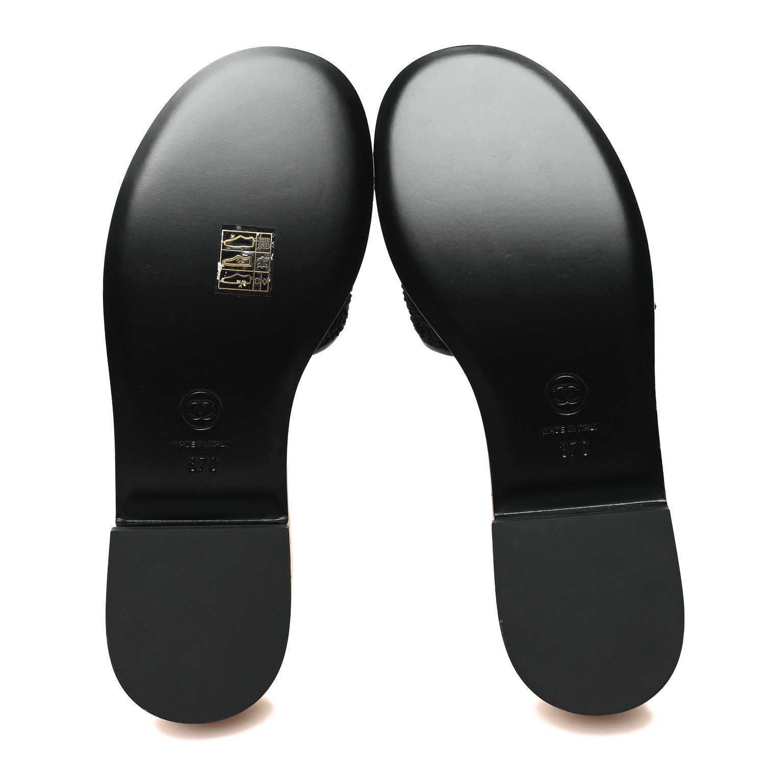 Chanel Tweed Cork CC Chain Mule Sandal 37 Black 6 of 9