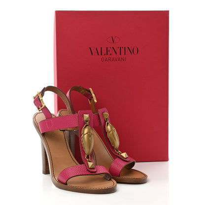 Valentino Garavani Calfskin Scarab Heeled Sandals 38 Cyclamin 9 of 9