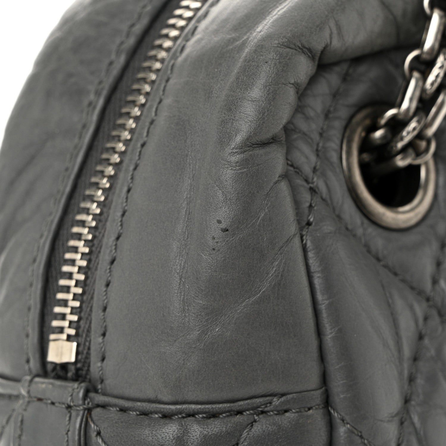 Chanel Aged Calfskin Quilted Large Reissue Camera Case Grey 11 of 11