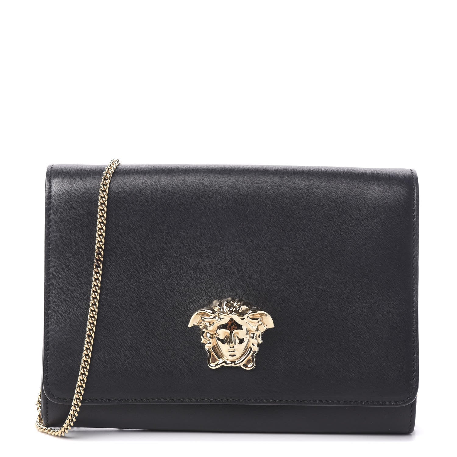 Versace Vitello Palazzo Medusa Evening Clutch Bag Black 1 of 9