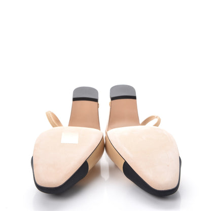 Chanel Lambskin Grosgrain Cap Toe CC Slingback Pumps 38.5 Beige Black 5 of 10