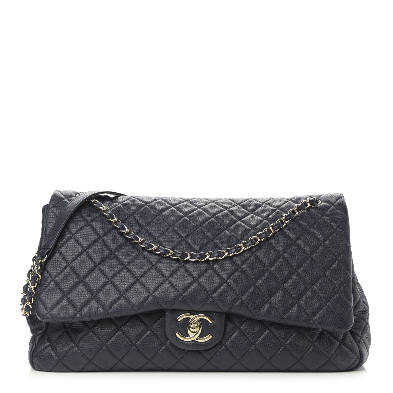 Chanel Calfskin Quilted XXL Travel Flap Bag Navy 1 of 12
