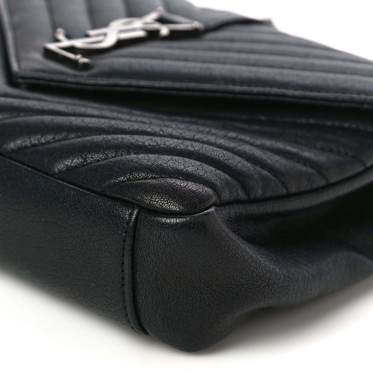 Saint Laurent Sheepskin Matelasse Chevron Monogram Medium College Bag Black 8 of 20