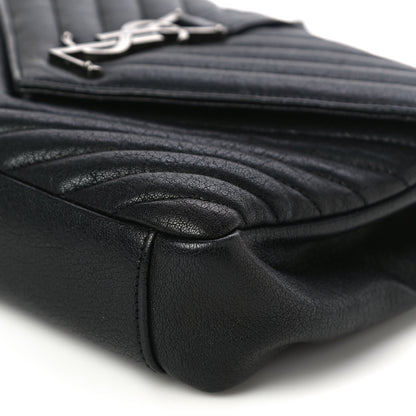 Saint Laurent Sheepskin Matelasse Chevron Monogram Medium College Bag Black 8 of 20