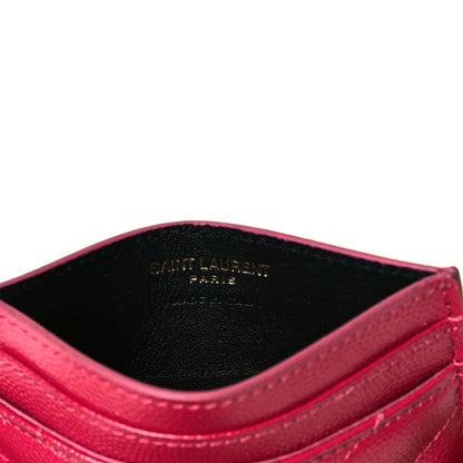 Saint Laurent Grain De Poudre Matelasse Chevron Monogram Credit Card Case Bubblegum 5 of 6