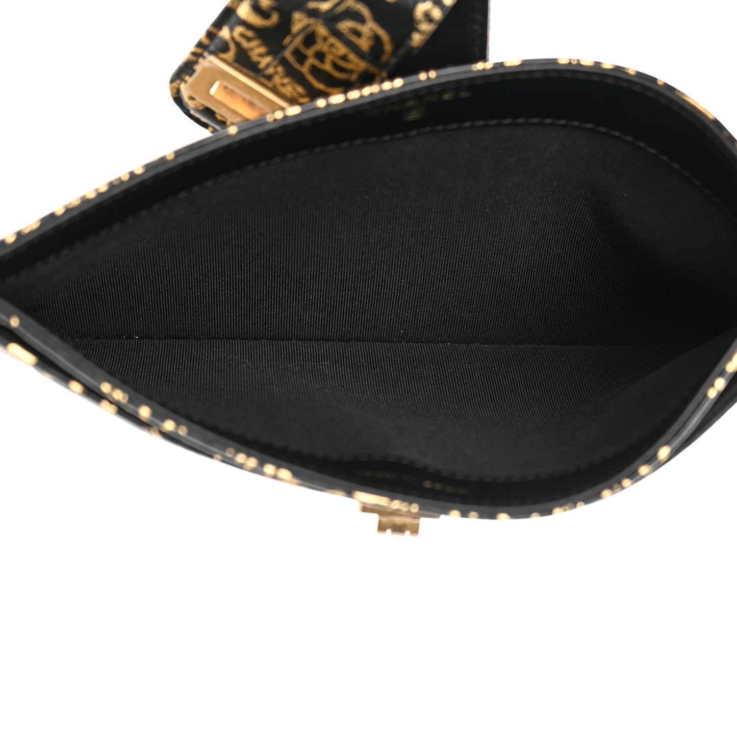 Calfskin Crocodile Embossed Graffiti 2.55 Cocodile Reissue Strap Pouch Black Gold