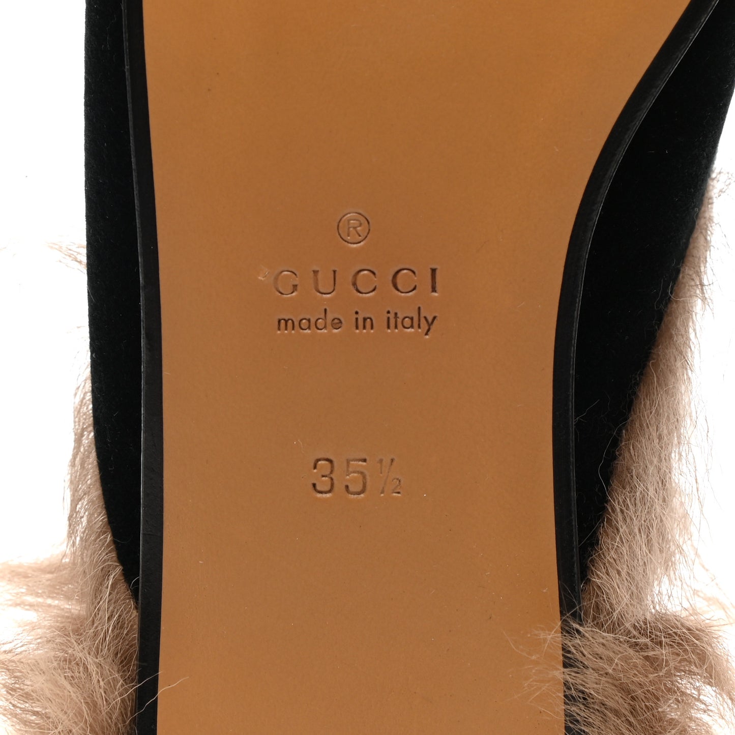 Velvet Fur Womens Princetown Slippers 35.5 Black