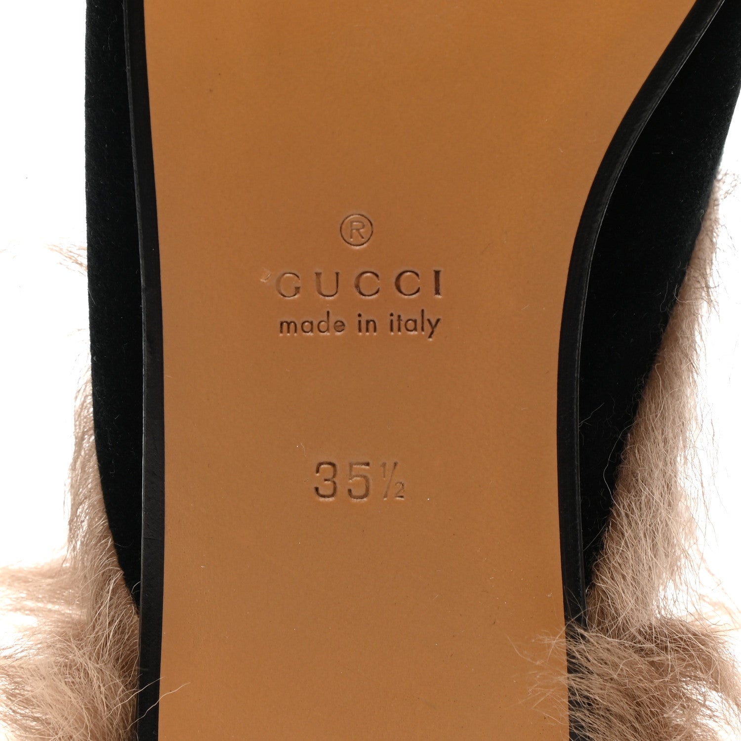 Gucci Velvet Fur Womens Princetown Slippers 35.5 Black 6 of 8