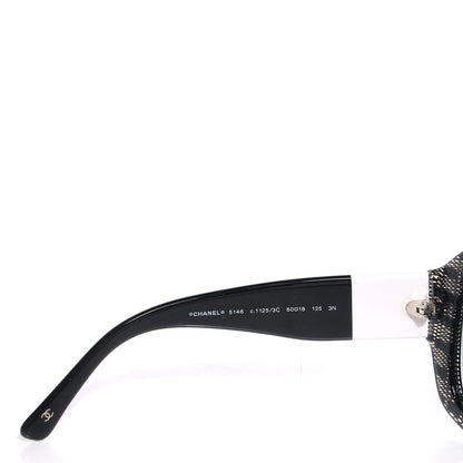 Chanel Acetate CC Lace Effect Sunglasses 5146 Black White 3 of 5