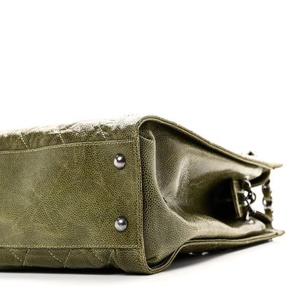Chanel Glazed Caviar Quilted Tote Green 10 of 10