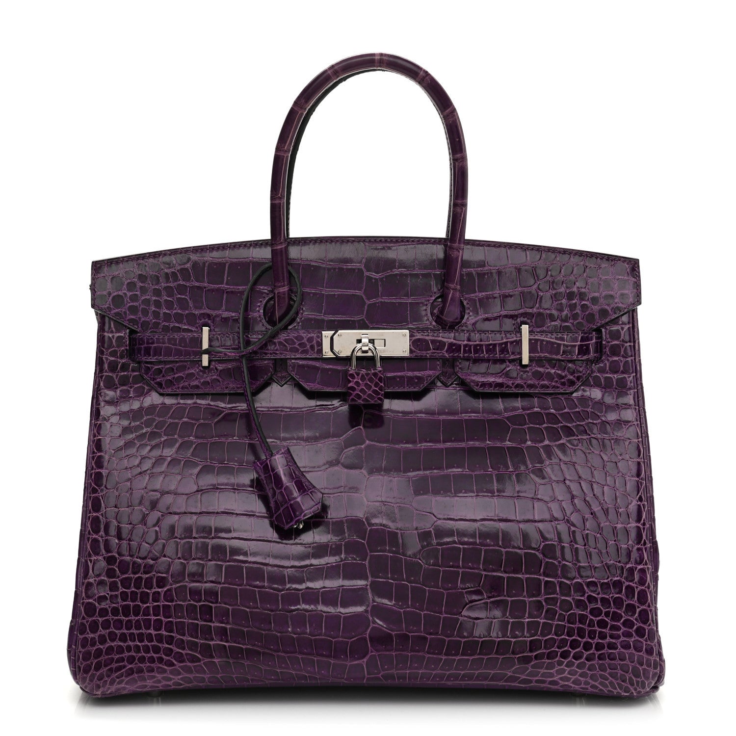 Hermes Shiny Porosus Crocodile Birkin 35 Amethyst 1 of 10