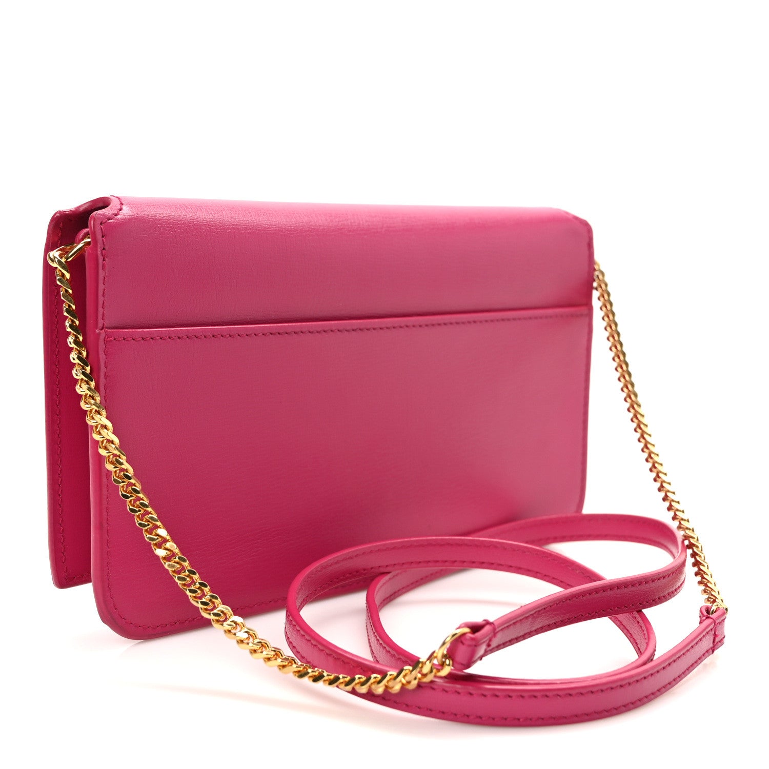 Saint Laurent Smooth Calfskin Monogram Phone Holder Crossbody Fuchsia Couture 3 of 9