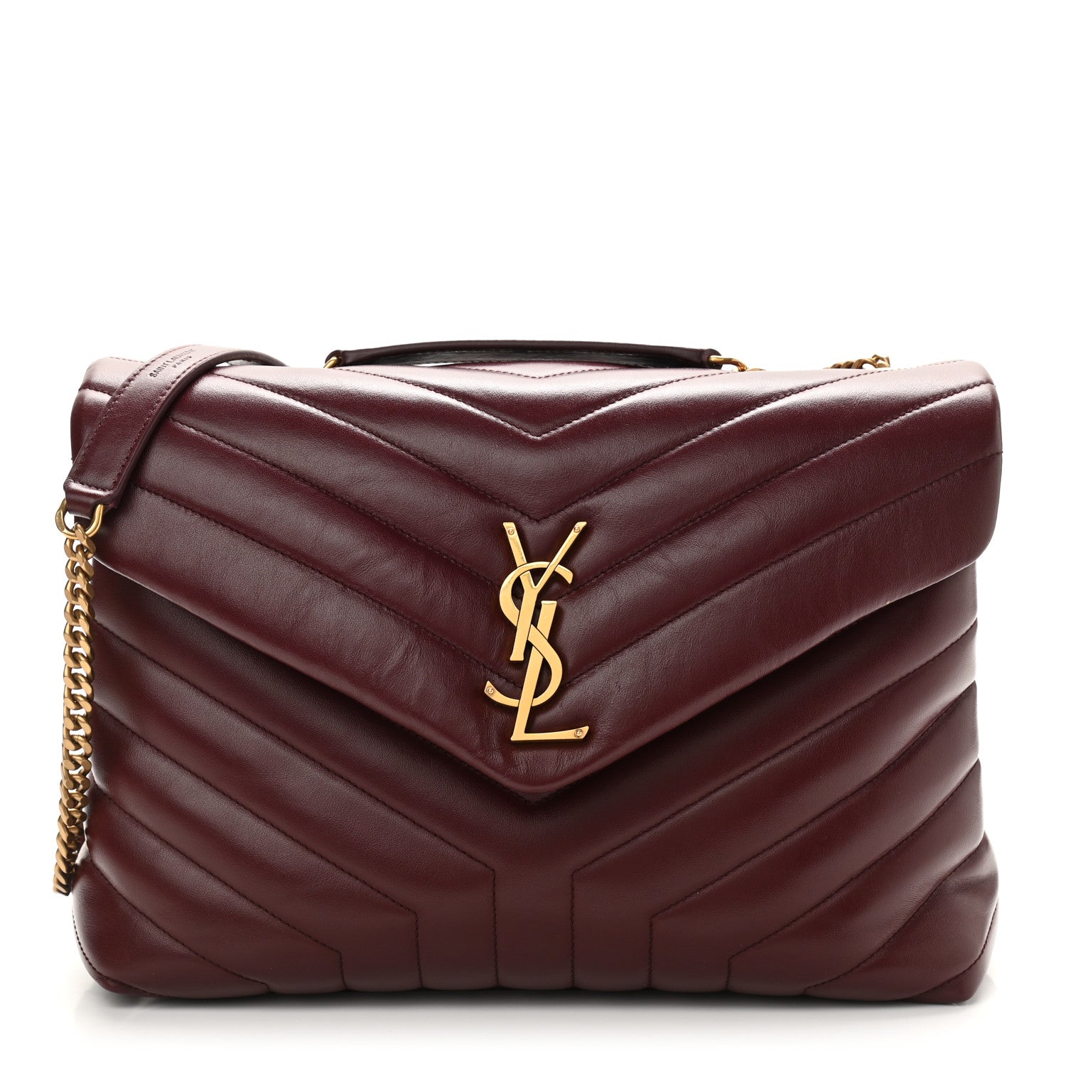 Saint Laurent Calfskin Y Quilted Monogram Medium Loulou Chain Satchel Rouge Legion 1 of 12