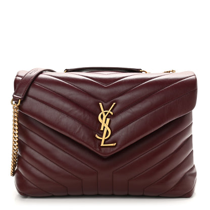 Saint Laurent Calfskin Y Quilted Monogram Medium Loulou Chain Satchel Rouge Legion 1 of 12