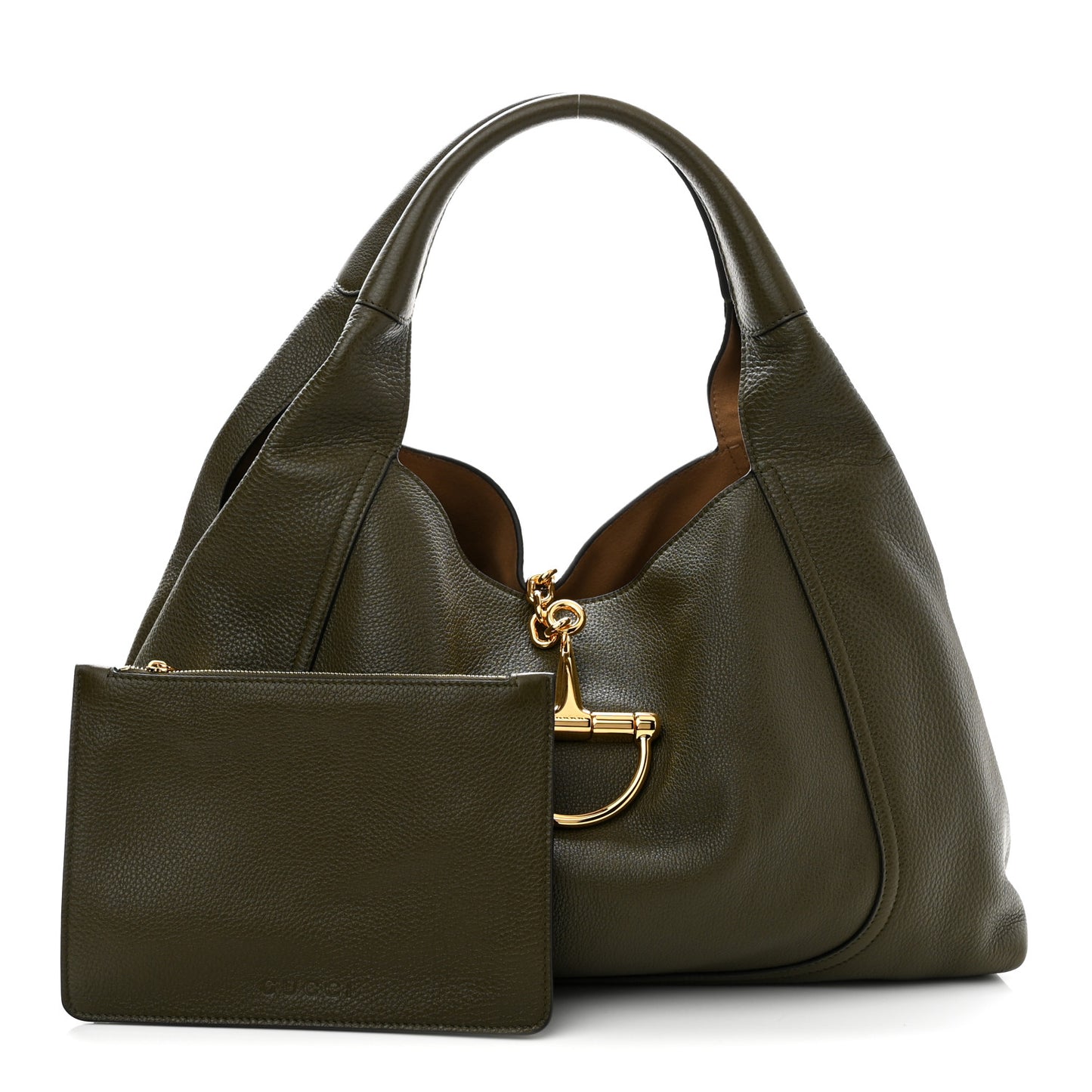 Grained Calfskin Softbit Maxi Shoulder Bag Forest Green
