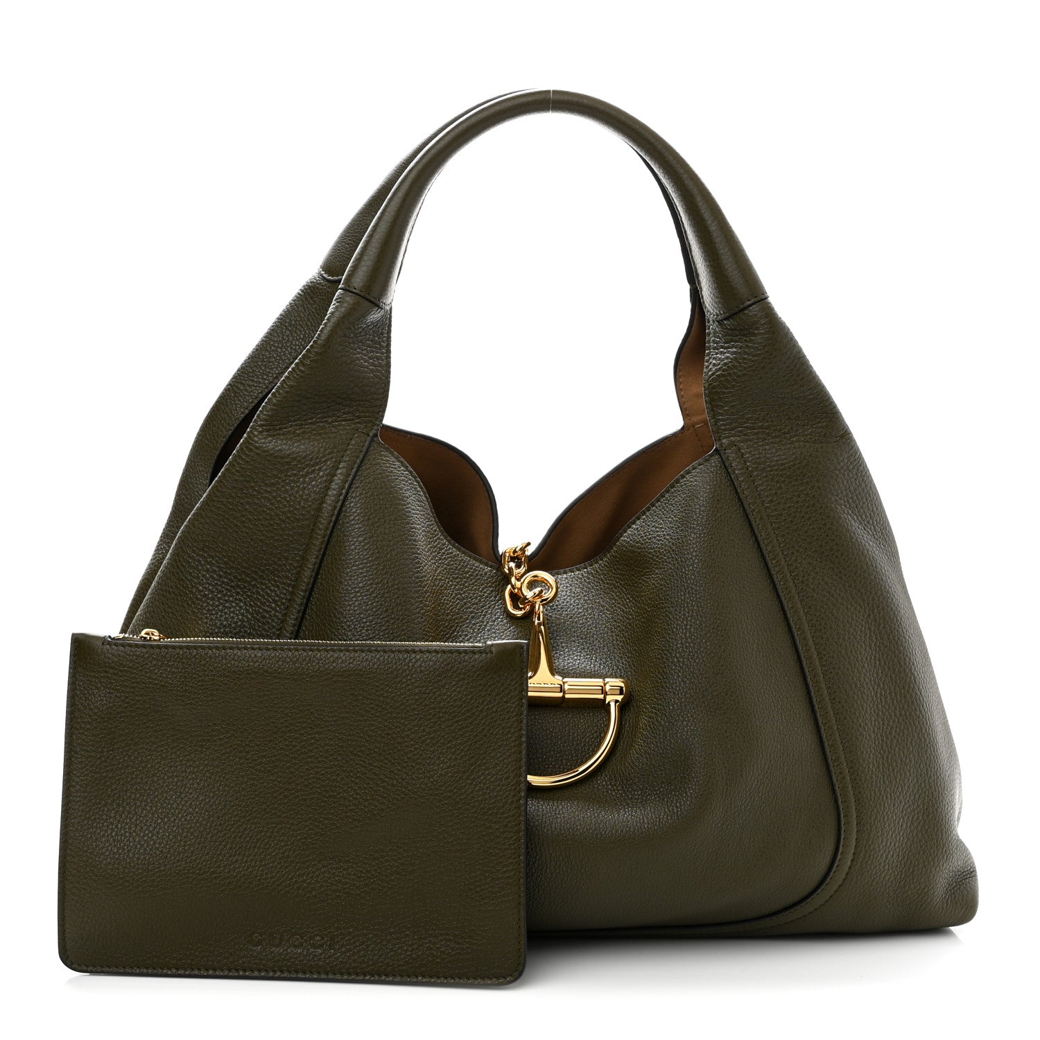 Gucci Grained Calfskin Softbit Maxi Shoulder Bag Forest Green 3 of 10