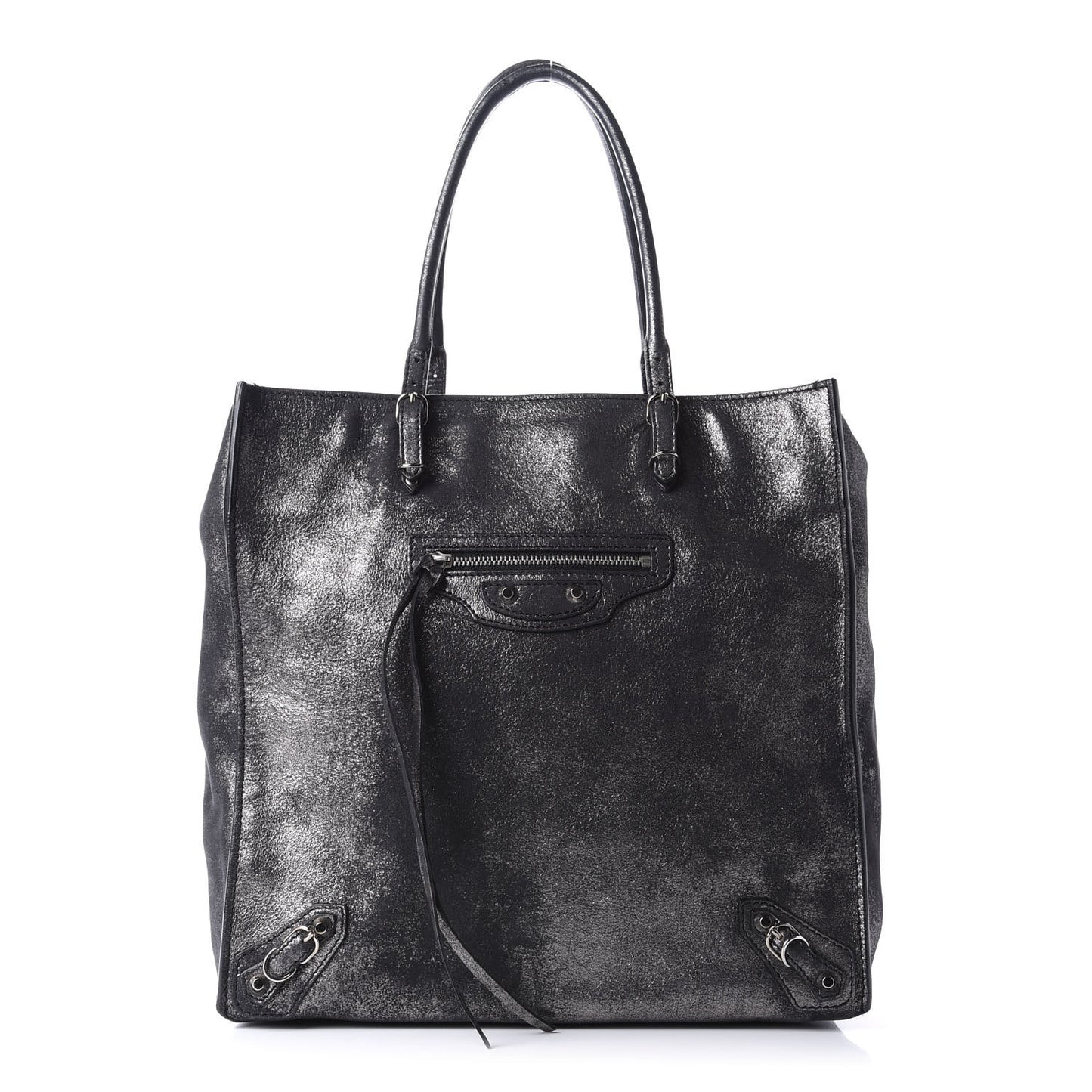 Metallic Calfskin Milkyway Papier A5 Tote Black