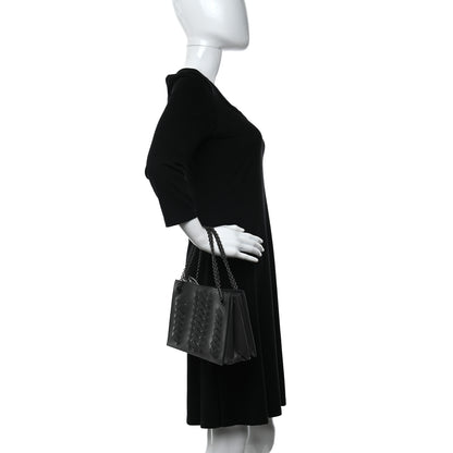 Bottega Veneta Smooth Calfskin Silk Woven Chain Tote Bag Grey 2 of 8