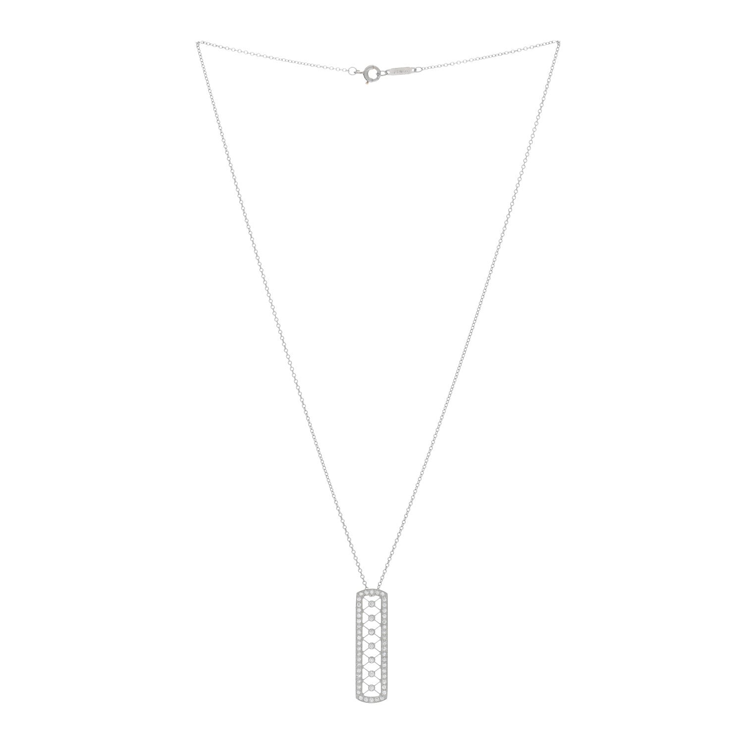 Tiffany Platinum Diamond Voile Weave Pendant Necklace 2 of 4