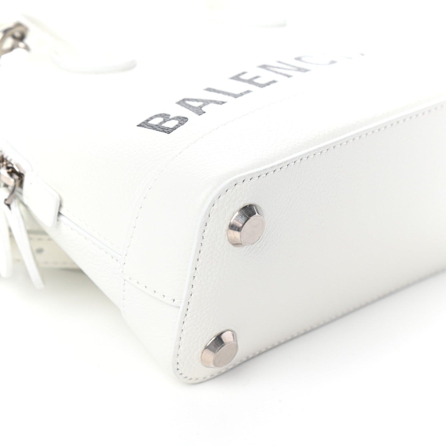 Balenciaga Grained Calfskin XXS Ville Top Handle Bag White Black 7 of 8