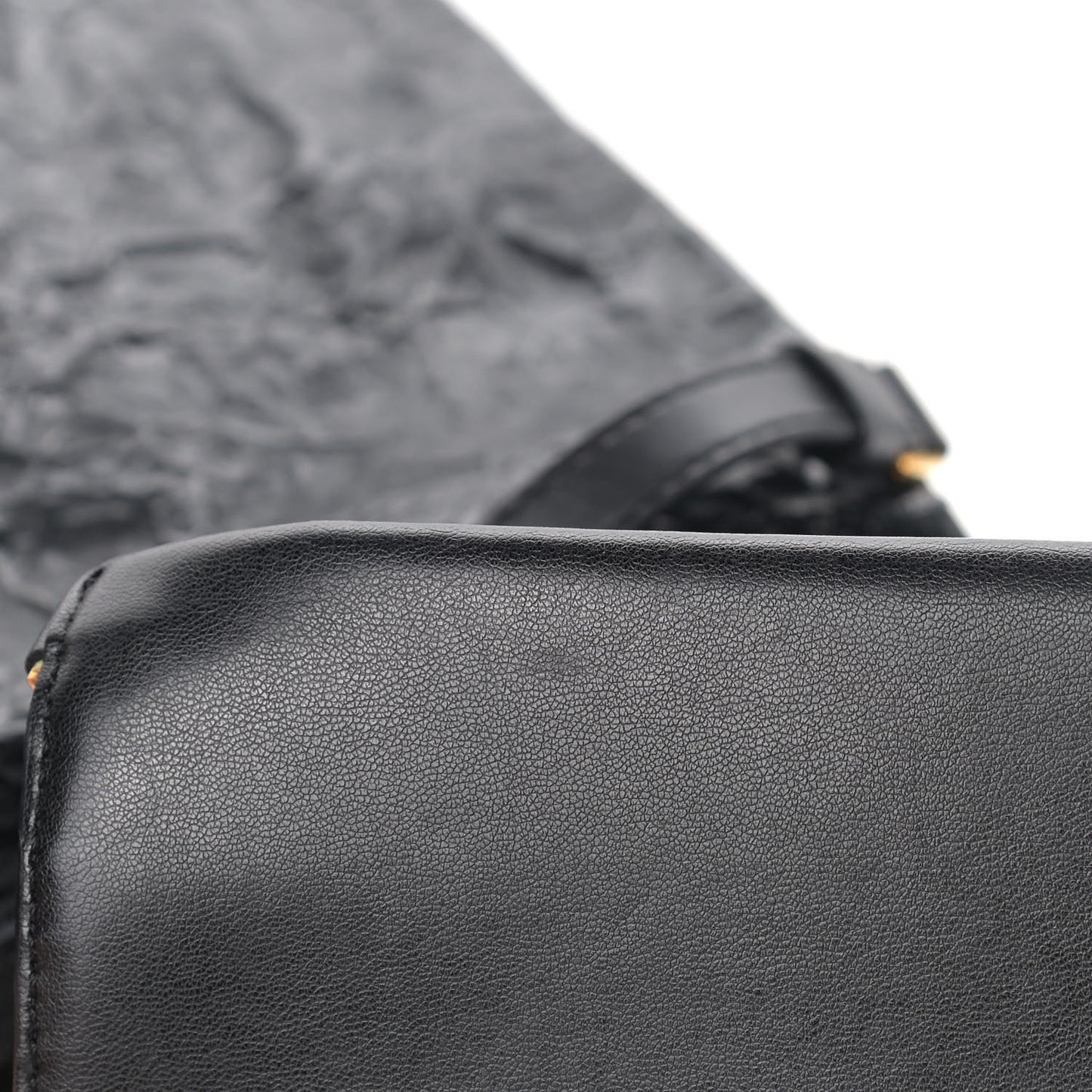 Crinkled Faux Patent Beckett Shoulder Bag Black